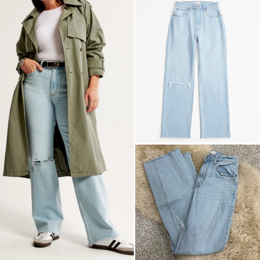 A&F Curve Love 90s High Rise relax leg Jeans Xlong inseam Tall